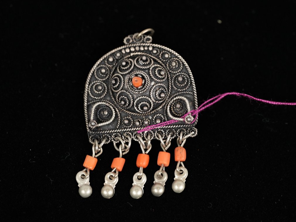 Vintage Decora Red Coral Pendant/Brooch Stamped Silver, Made in Israel 6.5g Approximate Weight