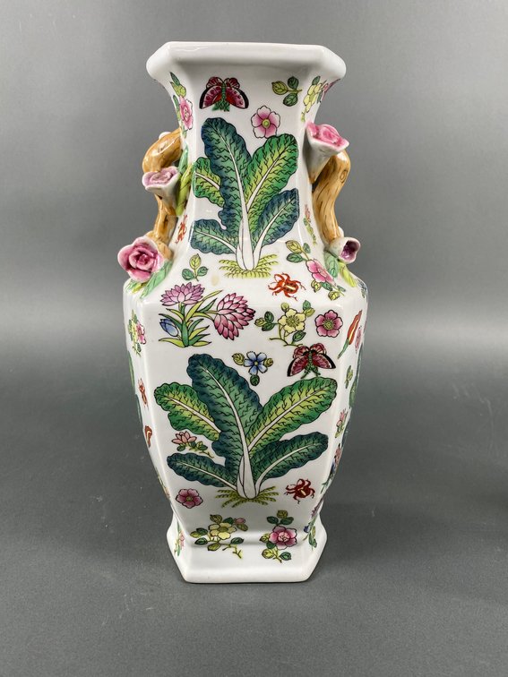 Verte Bok Choy Vase with Floral Branch Handles by Andrea by Sadek
