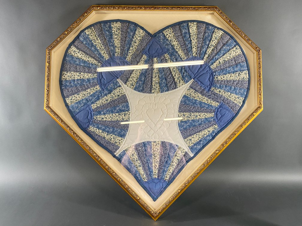 Framed Heart Shaped Handmade Quilt 