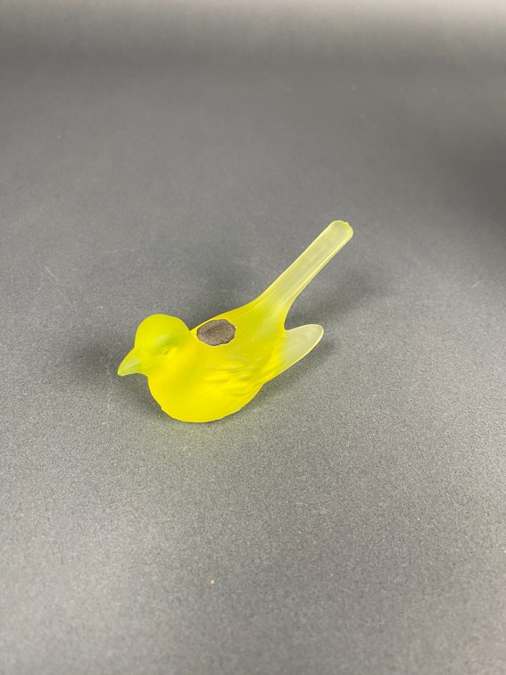 Westmoreland Vaseline Yellow Frosted Satin Glass Wren
