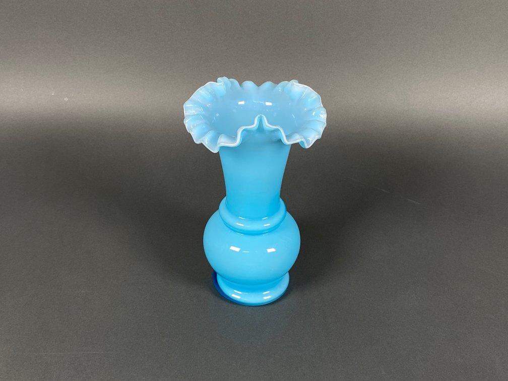 Fenton Art Glass Blue Case Vase