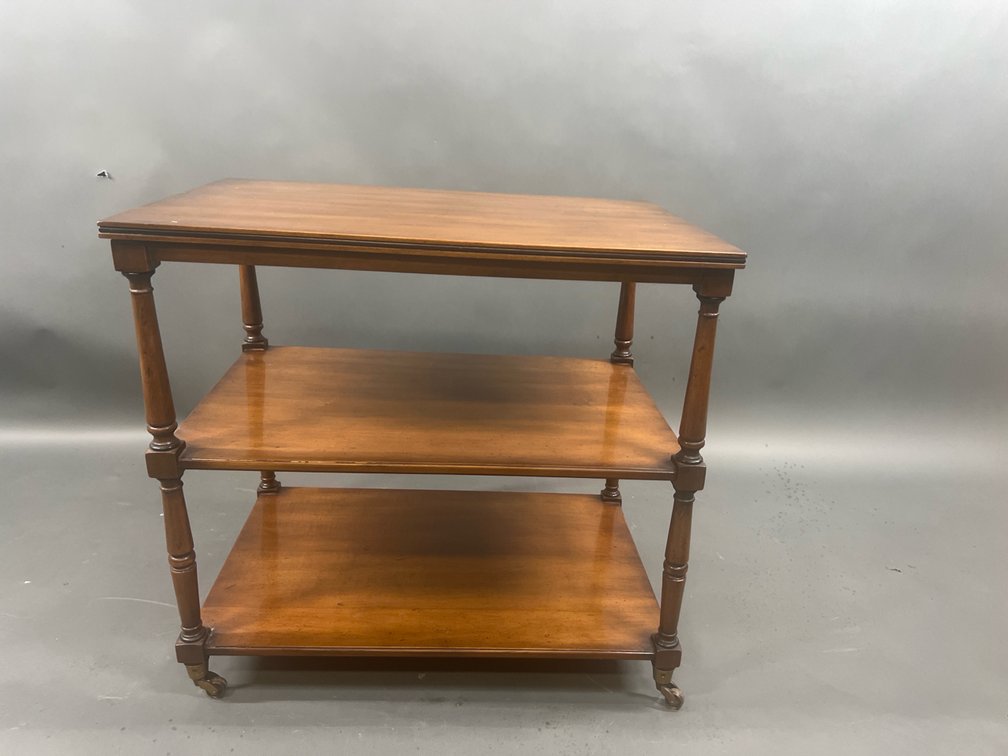 Three-Tier Wooden Rolling Shelf, 25" Wide, 3 Shelves