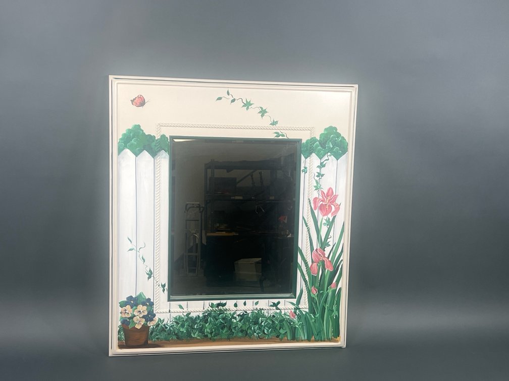 Hand-Painted Sidney Arthur Wall Mirror by Carol Upton, 33.5" x 30"
