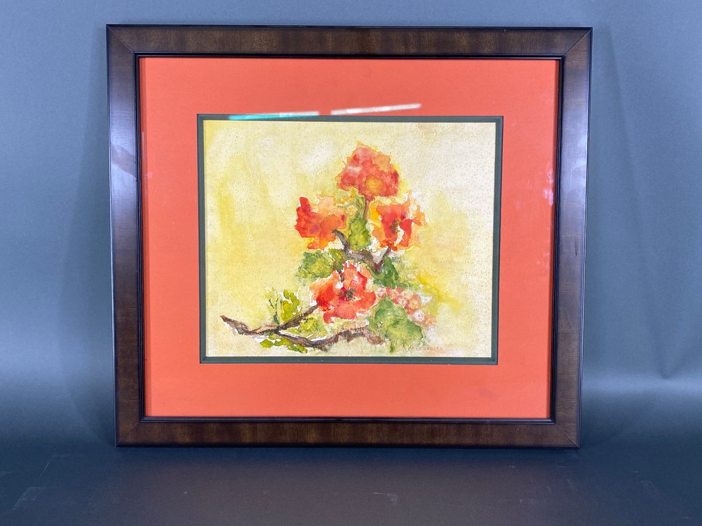 "Flora" Original Framed 1970 Watercolor by Artist Thomasville, GA Artist Ella Rosenberg