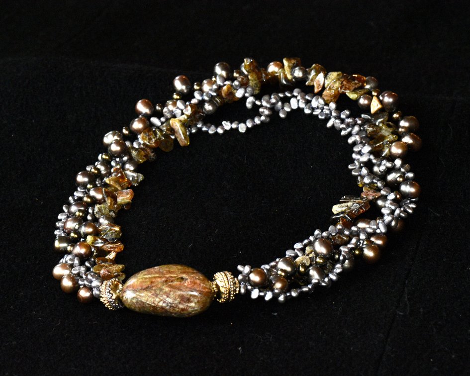 Fresh Water Pearl & Quartz Necklace w/ Centerpiece—Claire Williams/Chicago