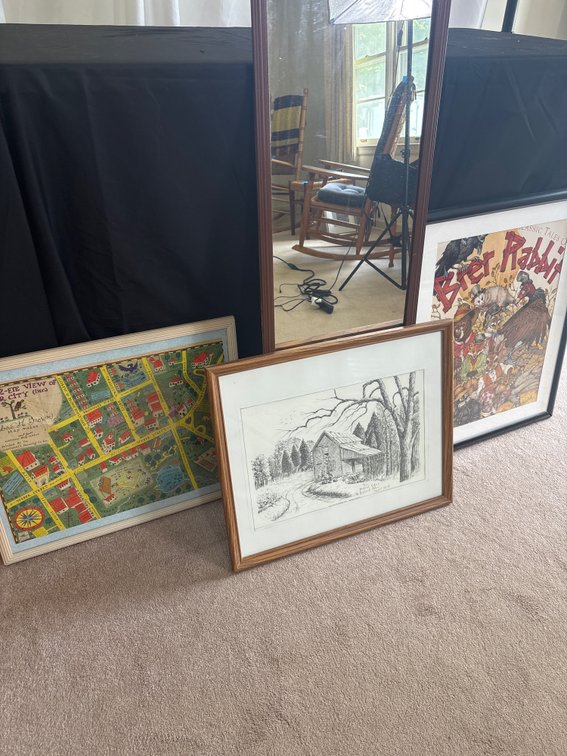 Wall Mirror & Framed Artwork Lot