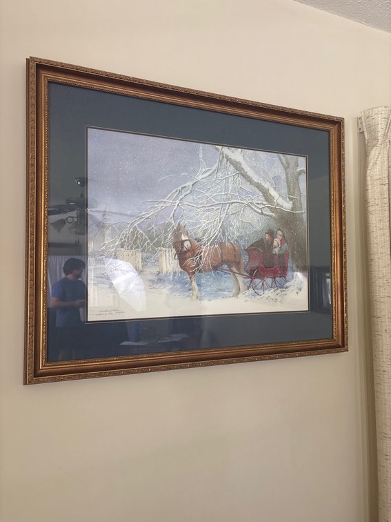 Framed Winter Horse-Drawn Sleigh Print