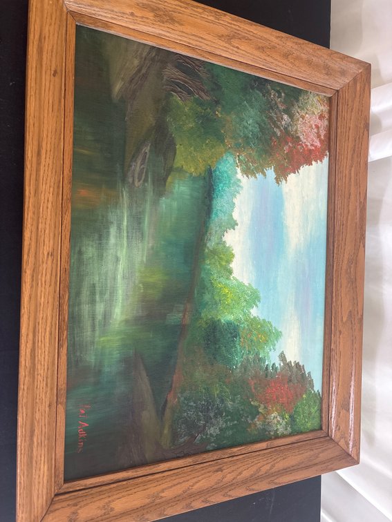 Original Signed Landscape Oil Painting in Oak Frame