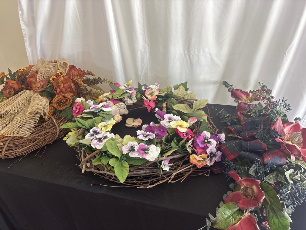 Lot of 3 Decorative Floral Grapevine Wreaths