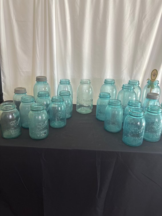 Vintage Blue Ball Mason Jars – Assorted Sizes – 18-Piece Lot
