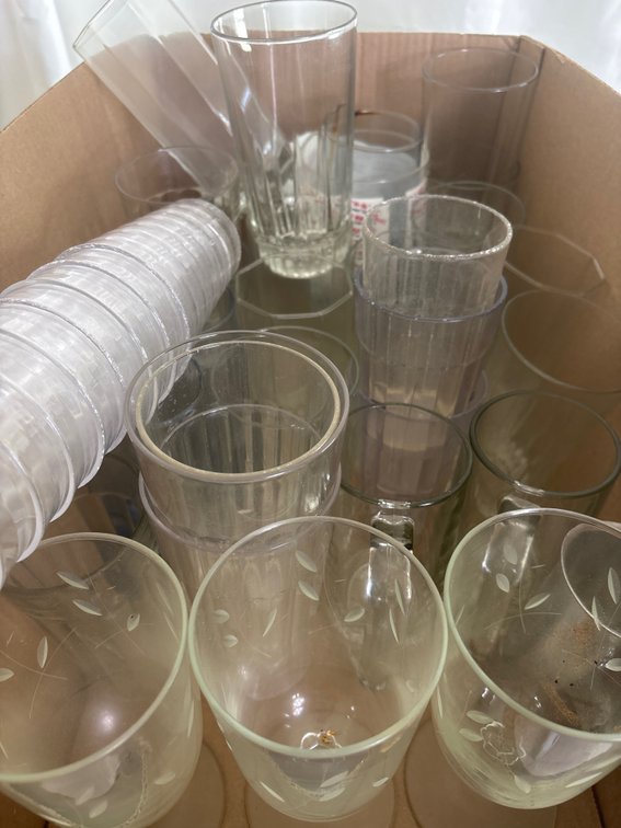 Assorted Drinking Glasses & Plastic Tumblers – Box Lot