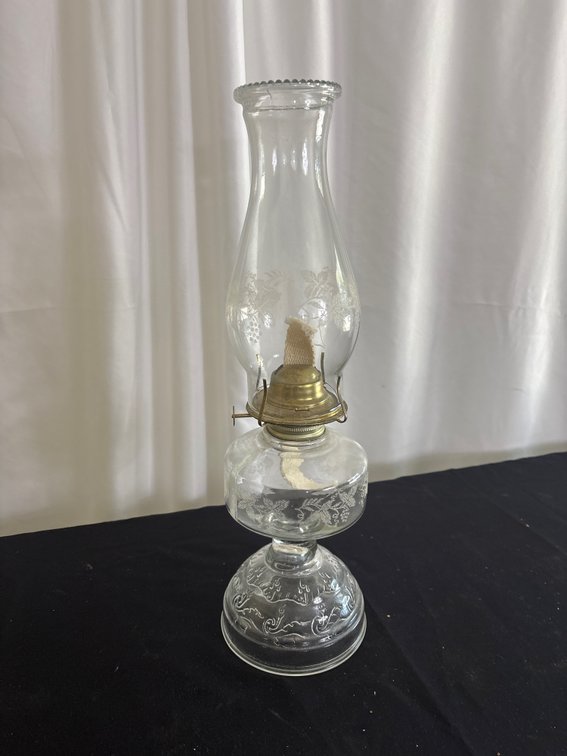Vintage Clear Glass Hurricane Oil Lamp