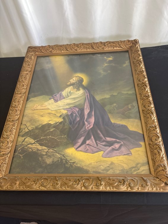 Framed Religious Print – Jesus Praying in the Garden of Gethsemane