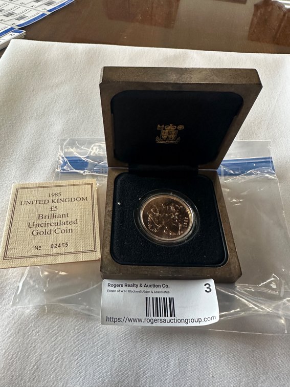 1985 UK 5 Sovereign .917% Gold. 39.94 Grams