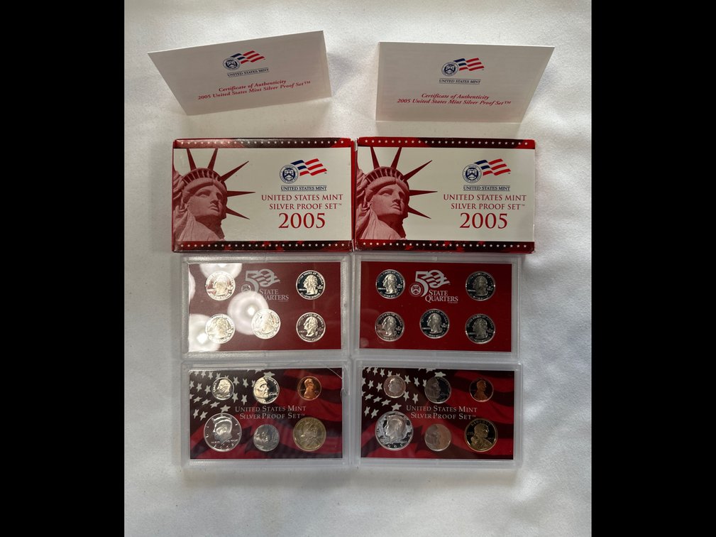 2X 2005 Silver Proof Sets 90% Silver