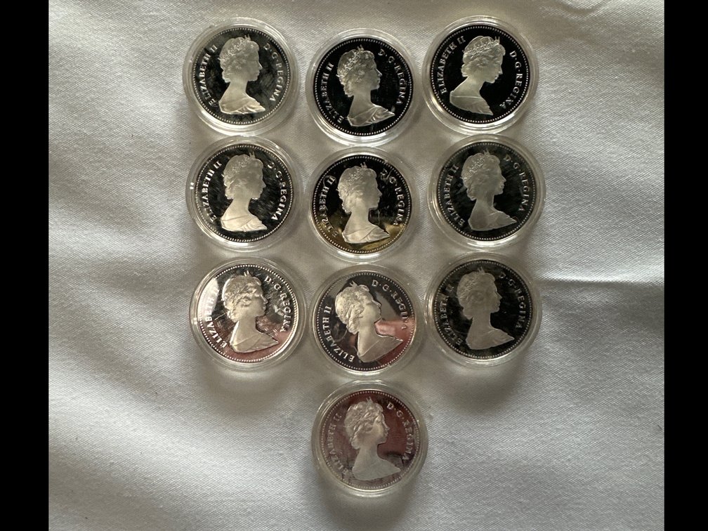 10X 1983 Canada World Games 50% Silver 23.32 grams each