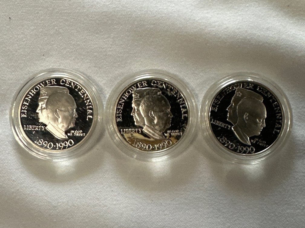 3X 1990 P Proof Eisenhower Dollar 26.7 Grams per coin 90% Silver