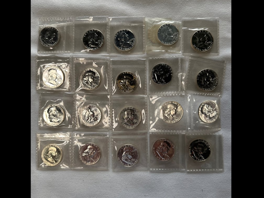 20X Proof-Like Silver Franklin Half Dollars 90% Silver