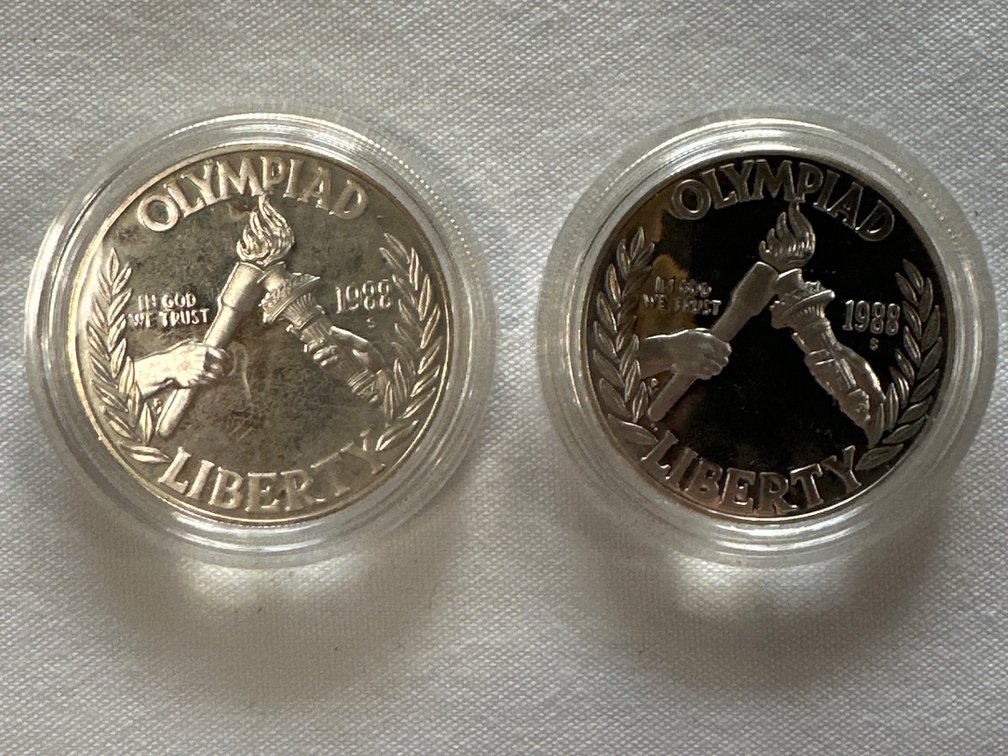2X 1988-S Silver Dollar Seoul Olympics 90% Silver 26.73 Grams per coin