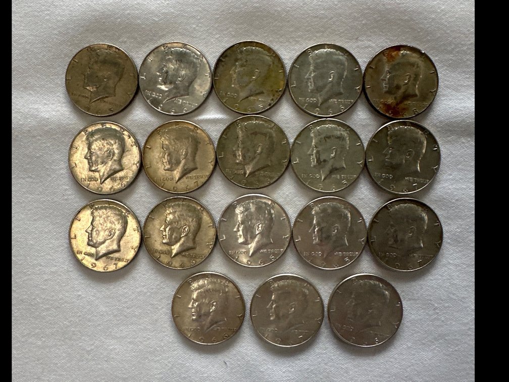 18X Mixed Dates Kennedy Half Dollars  All are 40% Silver