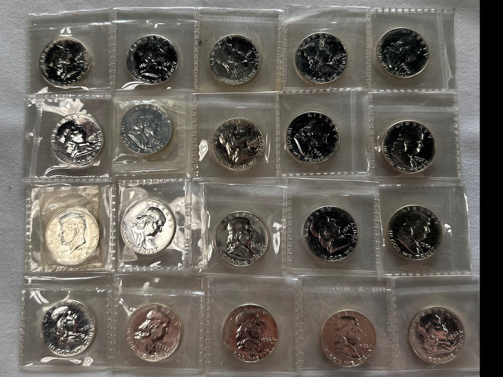 20X Proof-like Franklin Silver Half Dollars 90% Silver