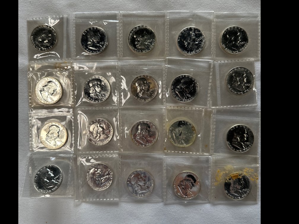 20X Mixed Dates Proof-Like Franklin Silver Dollars 90% Silver.