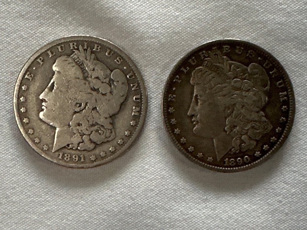 1891 and 1890-0 Morgan Silver Dollars