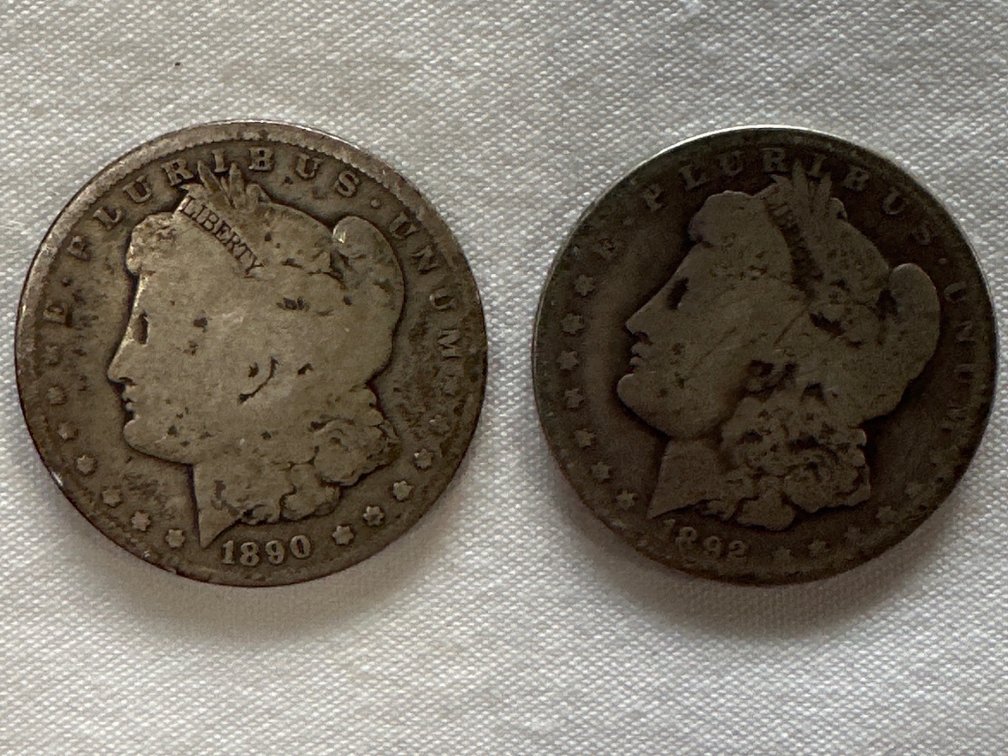 1892-0 and 1890-0 Morgan Silver Dollars