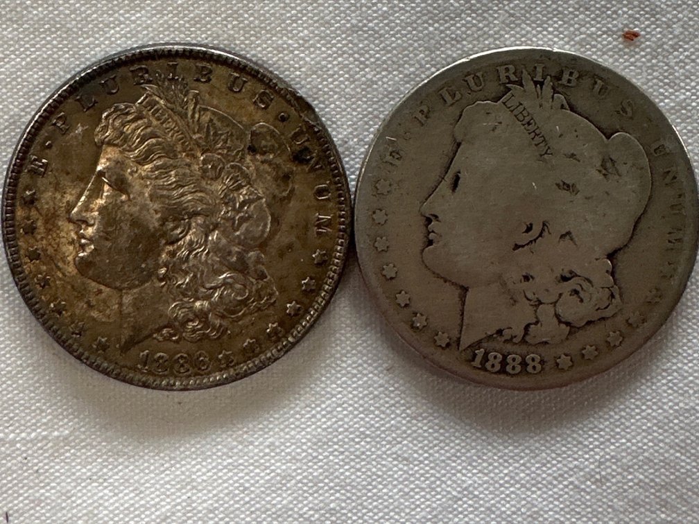 1886 and 1888-0 Morgan Silver Dollars