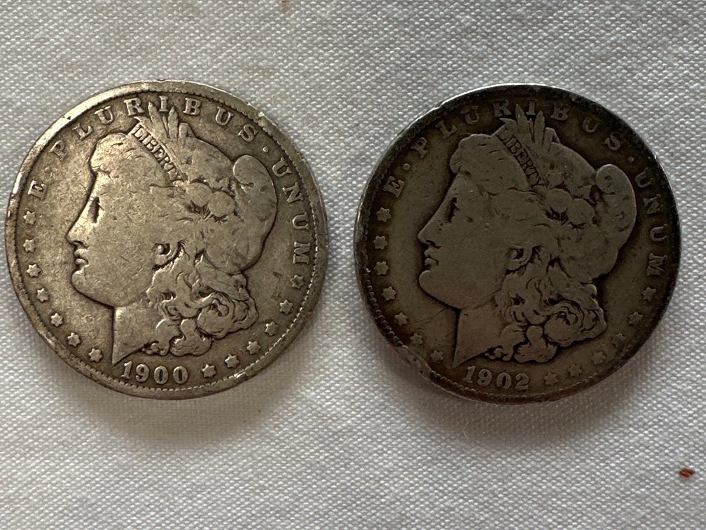 1900-0 and 1902 Morgan Silver Dollars