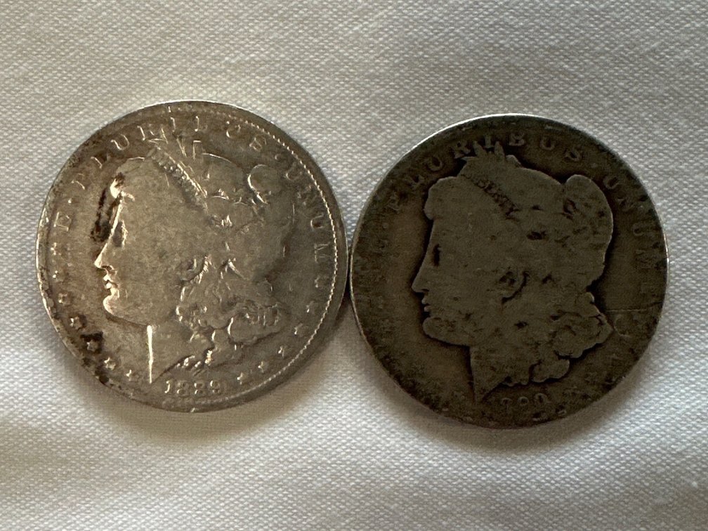 1889-0 and 1890 Morgan Silver Dollars