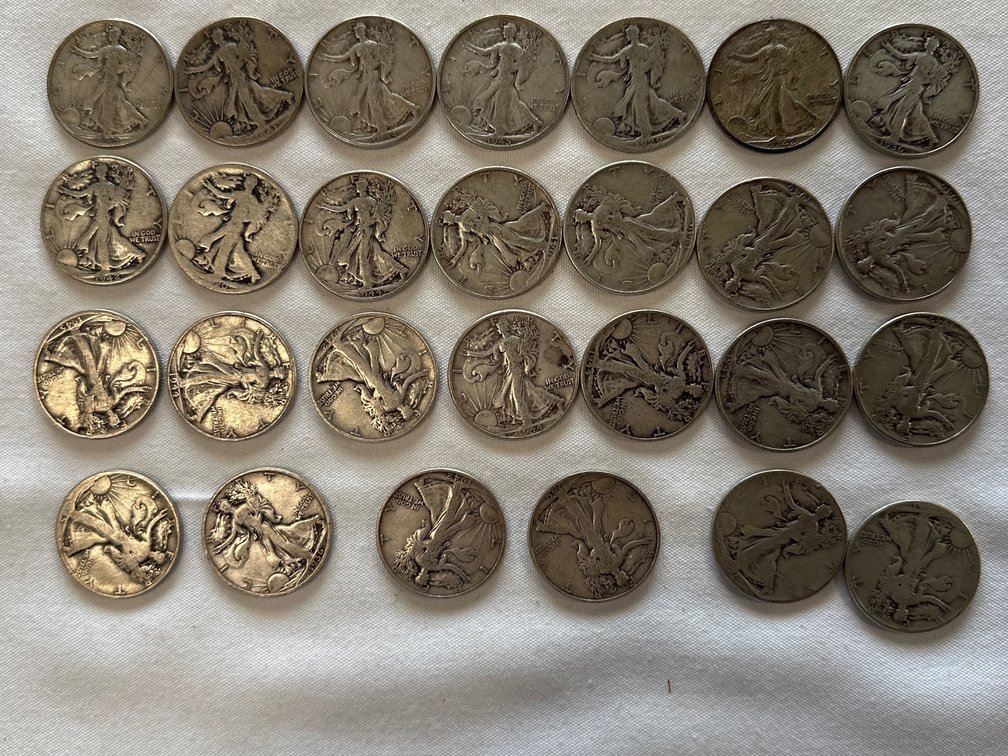 27X Mixed Dates Walkins Liberty Half Dollars 90% Silver