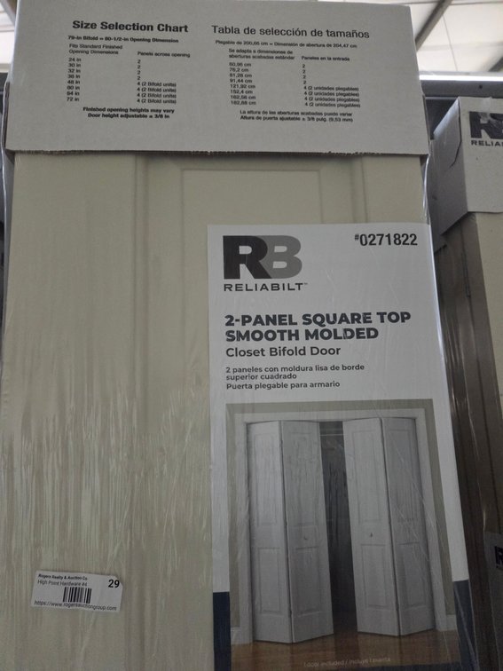 Bifold Door (2 panel sq. top smooth molded) closet (4 units)