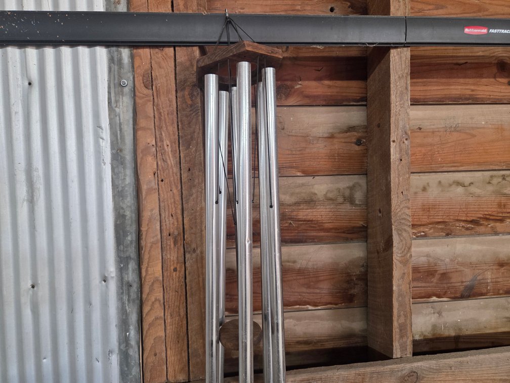 Wind chimes and wooden box