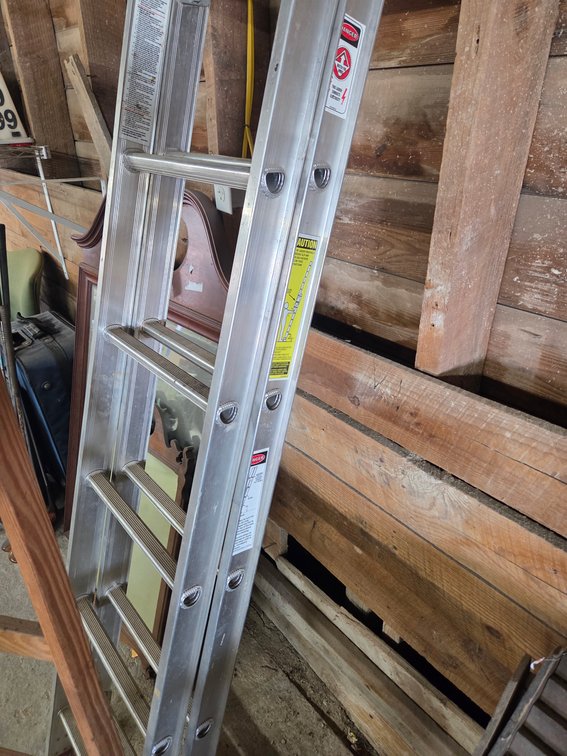 6 ft. wood step ladder, 16 ft. metal ext.ladder