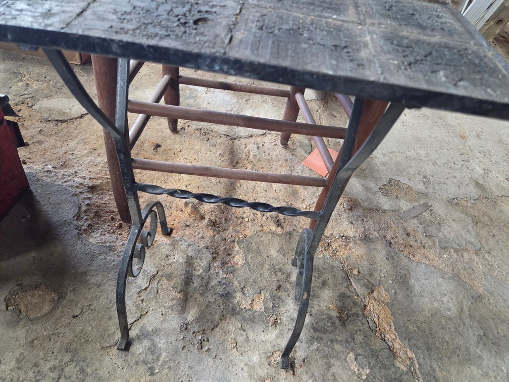 Straight chair and table