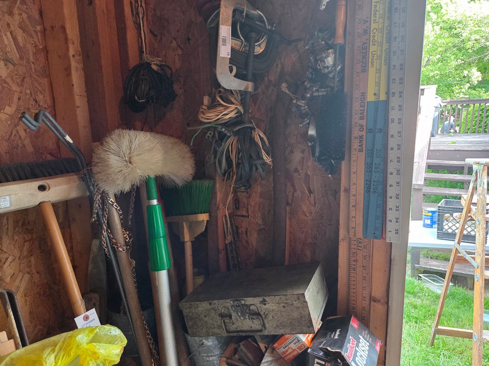 Come Along Caulking Gun, C Clamps, Broom