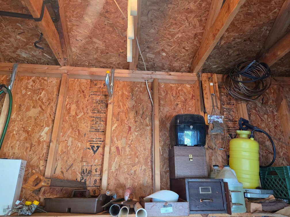 Card File, Plastic Container, Pump Sprayer, Trowel, Miter Saw, Weed Killer
