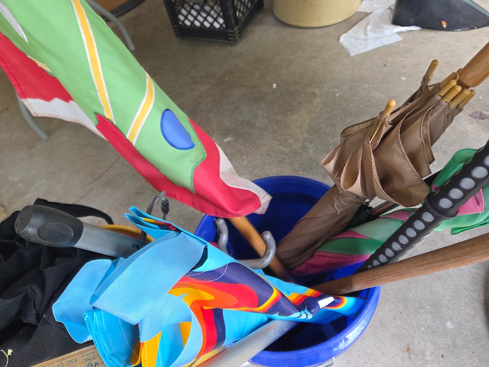 Buckets, Outdoor Flags, Assorted Bags, Caulking Gun