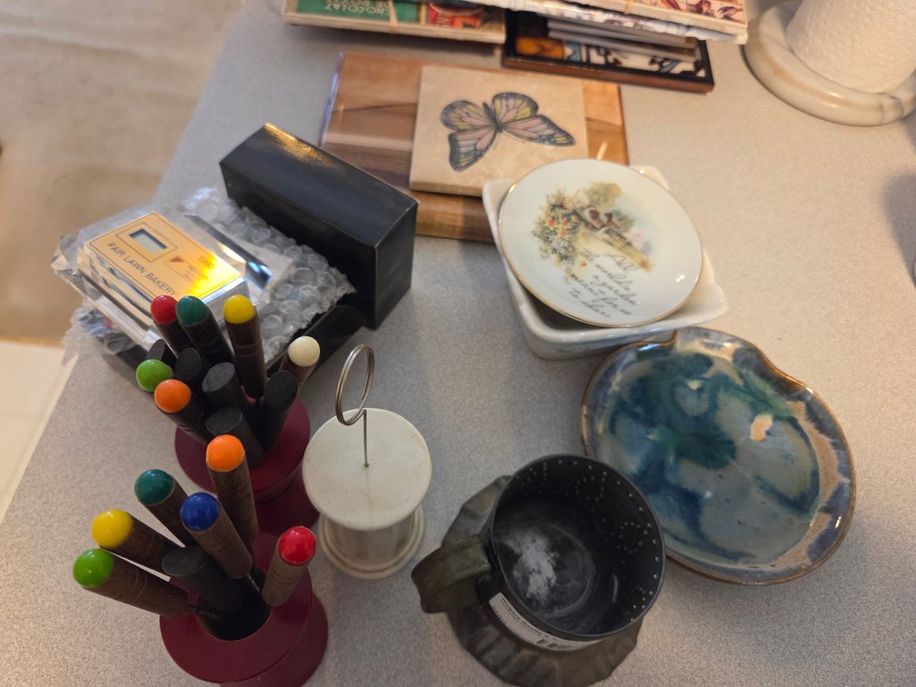 Assorted Items: Trivets, Trinkets, Miniture Skewers, coasters