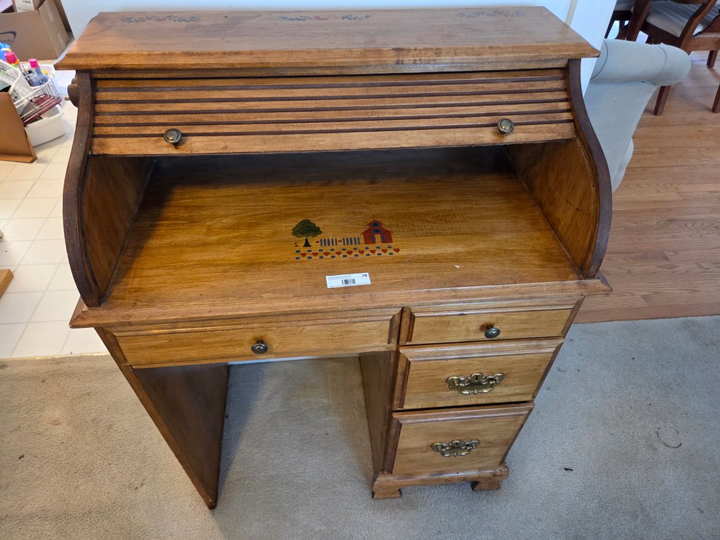 Wooden Secretary Roll Top Desk