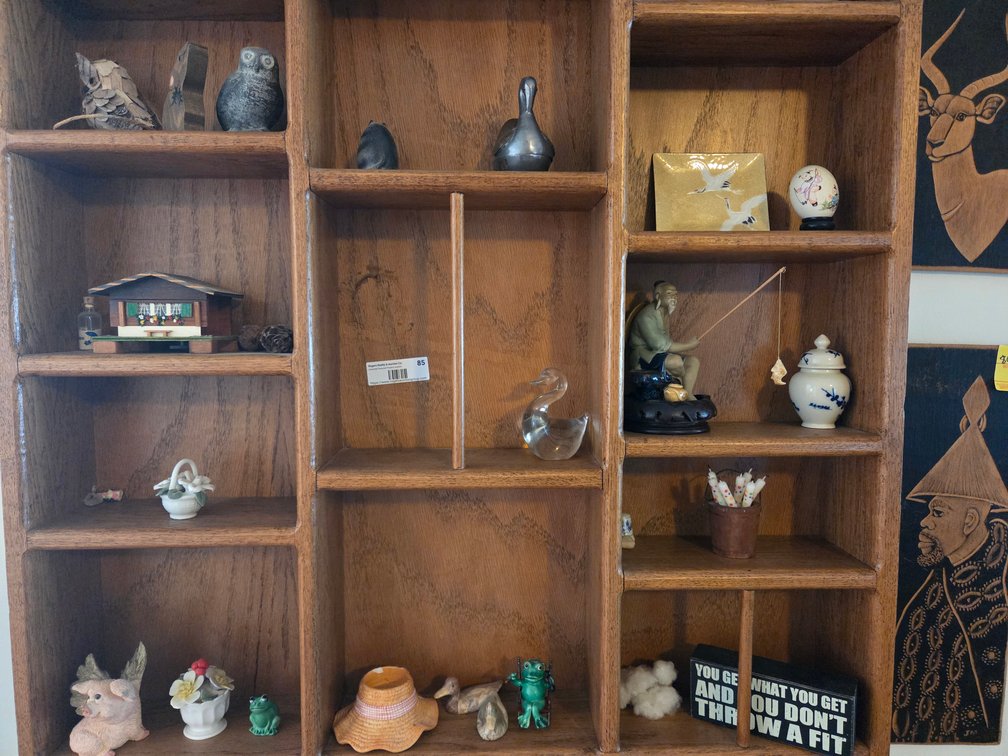 Wood Display Shelf and Contents