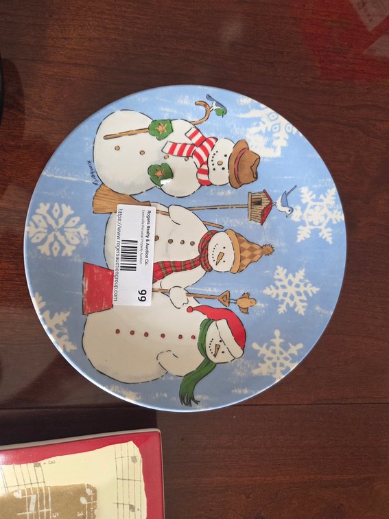 Christmas Dishes- 4 Orieda Stoneware Salad Plates, Winter Song, 4 Seasons Greeting Plates, Lanox Holiday Fragrance Warmer, Assorted Snowman Plates