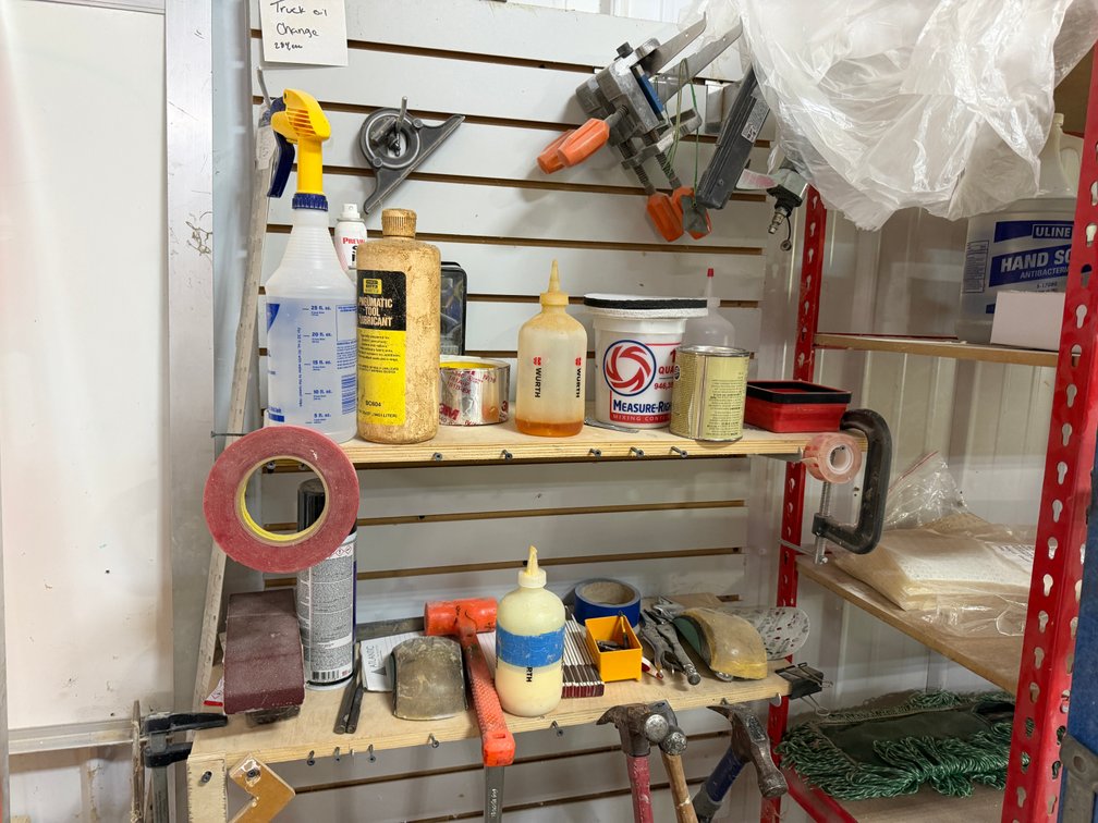 Contents of Shelves - Hammers, Tools, Spray Bottles