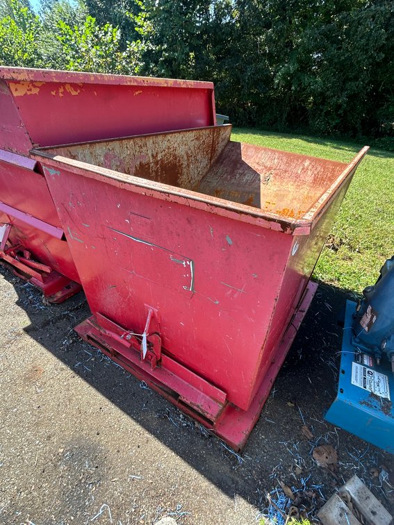 Dumping Hopper with Fork Pockets, Height: 44", Width: 45", Length: 71"