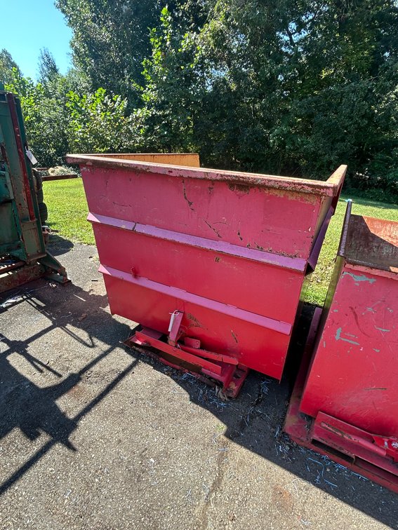 Dumping Hopper with Fork Pockets, Height: 54.5", Width: 58", Length: 63"