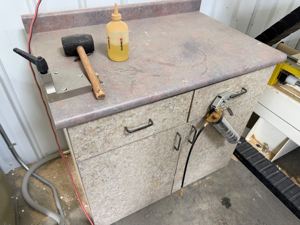 Storage Cabinet with 2 drawers and 2 doors, 38" wide x 25" deep x 36" tall, includes Miscellaneous CNC Router Bits