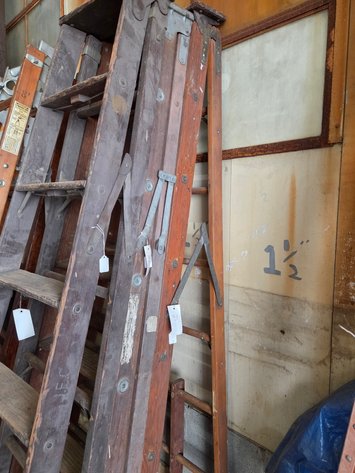 (3) 8 ft wooden step ladders