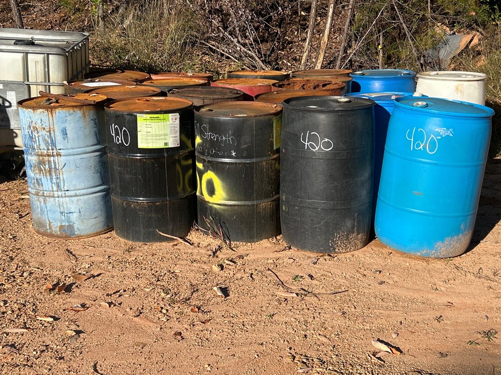 Multiple 55 Gallon Drums