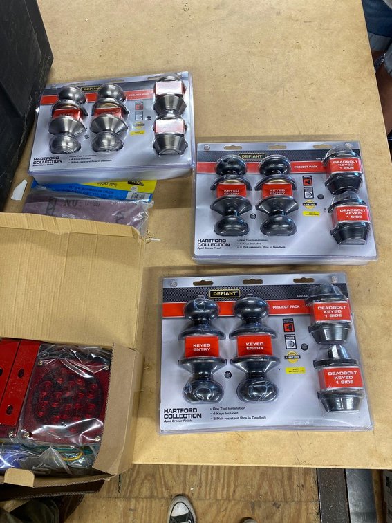 DOOR LOCK KITS-CHALK LINE-TRAILER LIGHT KIT- GREASE GUN-SAND PAPER
